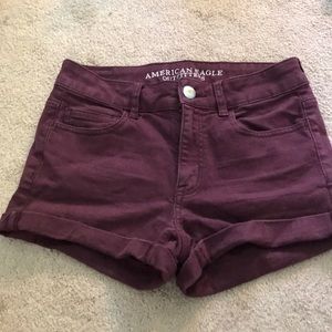 AE Maroon Hi-Rise Shorts